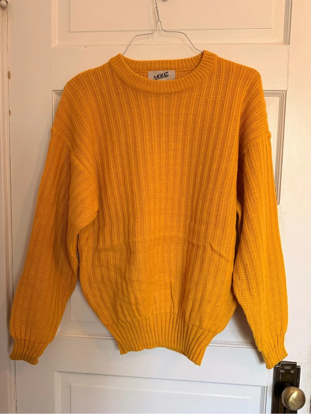 Men's Ribbed Knit Sweater in Bright Yellow